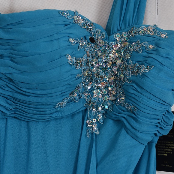 Sequined One Shoulder Long Gown SZ M By NOX NWT - Picture 5 of 12